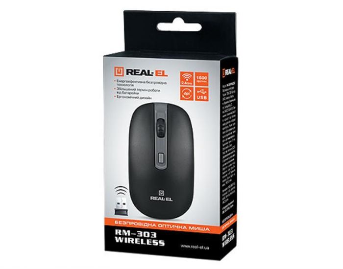 Мишка бездротова REAL-EL RM-301 Black USB