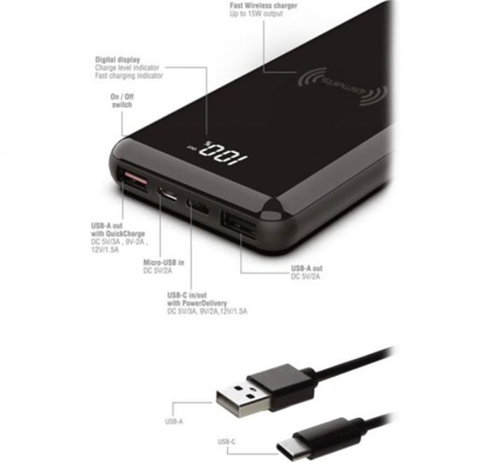 Універсальна мобільна батарея 4smarts VoltHub Ultimate 2 10000mAh QC, PD 18W, Wireless, Black