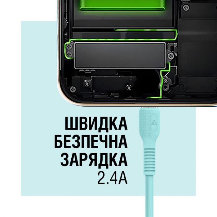 Кабель ACCLAB AL-CBCOLOR-L1MT USB - Lightning (M/M), 1.2 м, Mint (1283126518195)