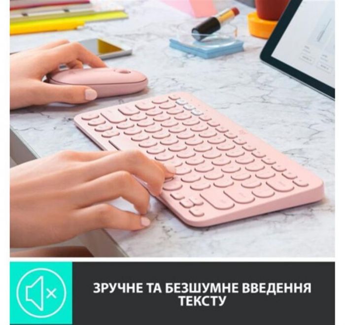 Клавіатура бездротова Logitech Wireless K380 for MAC UA Rose (920-010406)