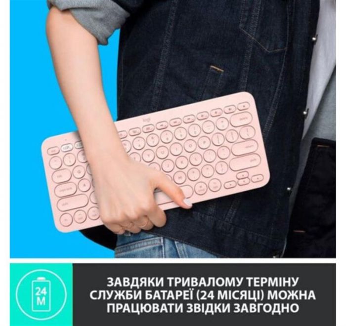 Клавіатура бездротова Logitech Wireless K380 for MAC UA Rose (920-010406)