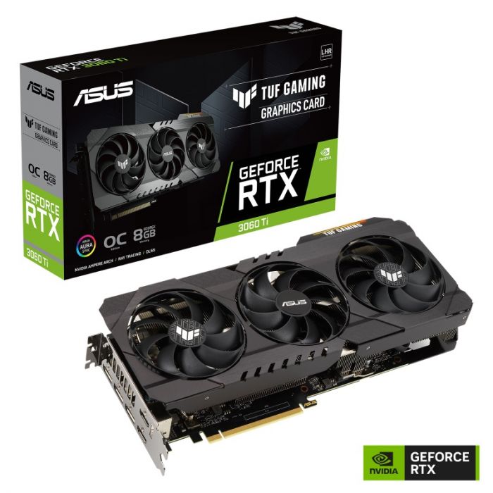 Видеокарта GF RTX 3060 Ti 8GB GDDR6X TUF Gaming OC Asus (TUF-RTX3060TI-O8GD6X-GAMING)