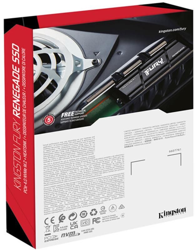 Накопичувач SSD 1.0TB Kingston Fury Renegade with Heatsink M.2 2280 PCIe 4.0 x4 NVMe 3D TLC (SFYRSK/1000G)