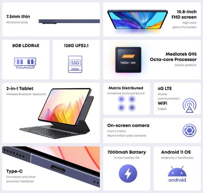 Планшет Chuwi HiPad Pro 8/128GB Dual Sim Silver (CWI526-PRO/CW-102767)
