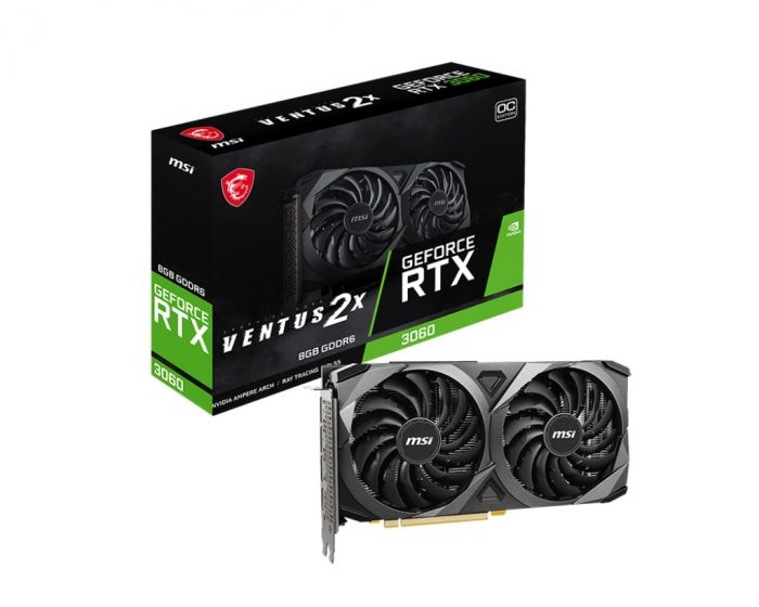 Відеокарта GF RTX 3060 8GB GDDR6 Ventus 2X OC MSI (GeForce RTX 3060 VENTUS 2X 8G OC)