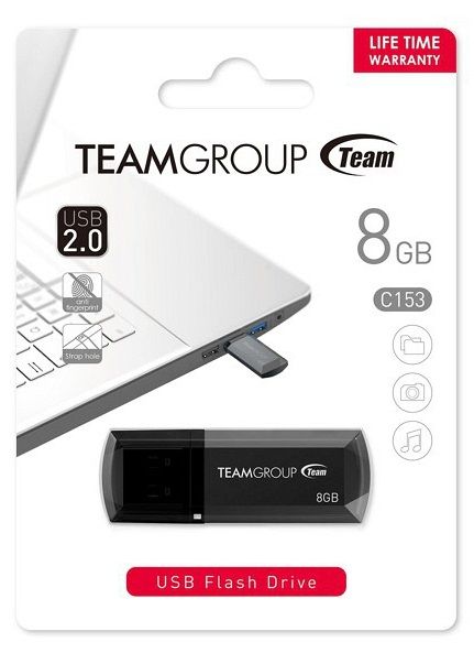 Флеш-накопичувач USB   8GB Team C153 Black (TC1538GB01)