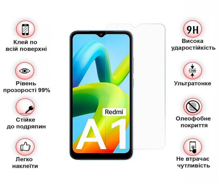 Захисне скло BeCover для Xiaomi Redmi A1 Crystal Clear Glass 3D (708126)