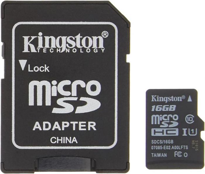 Карта пам`ятi MicroSDHC 16GB UHS-I Class 10 Kingston Canvas Select + SD-адаптер (SDCS/16GB)