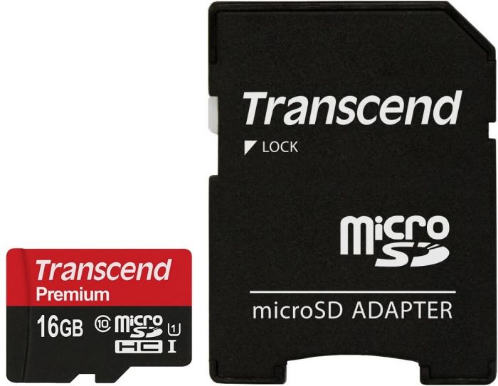 Карта пам`ятi MicroSDHC 16GB UHS-I Class 10 Transcend Premium 400x + SD-adapter (TS16GUSDU1)