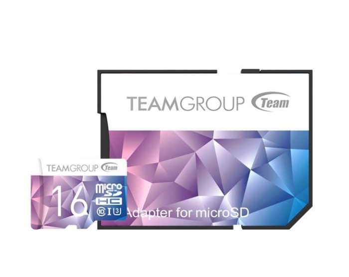 Карта пам`ятi MicroSDHC 16GB UHS-I/U3 Team Color II + SD-adapter Purple/Blue (TCIIUSDH16GU349)