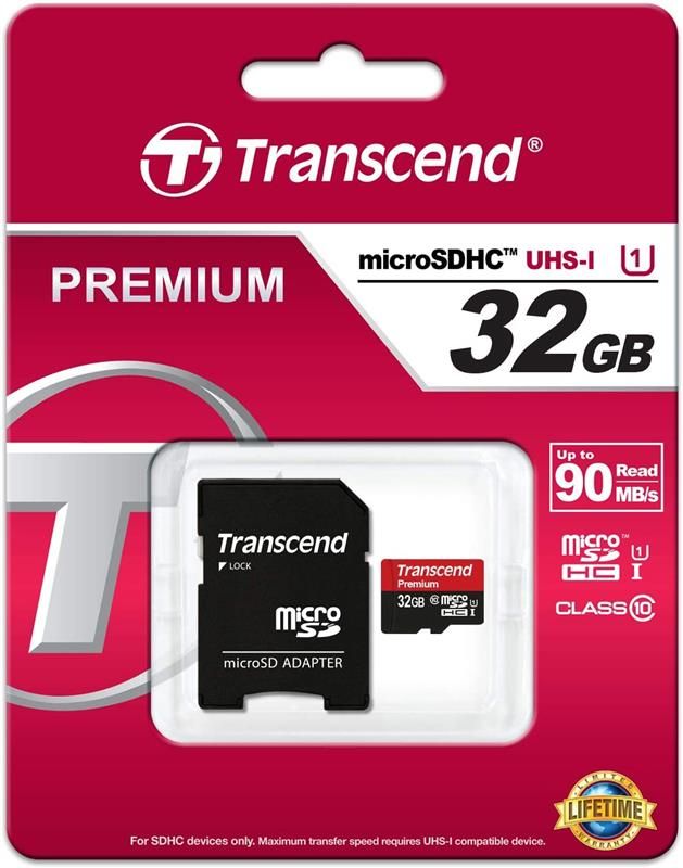 Карта пам`ятi MicroSDHC 32GB UHS-I Class 10 Transcend Premium 400x + SD-adapter (TS32GUSDU1)