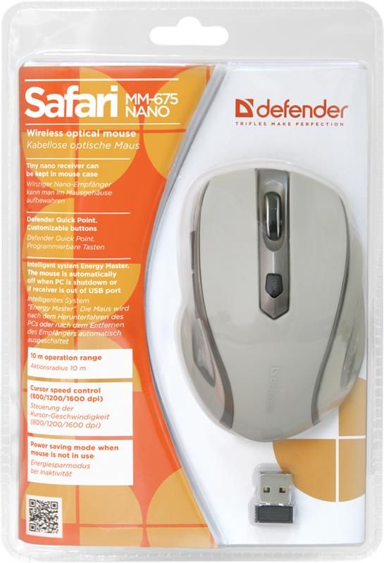 Мишка бездротова Defender Safari MM-675 (52677) Beige USB