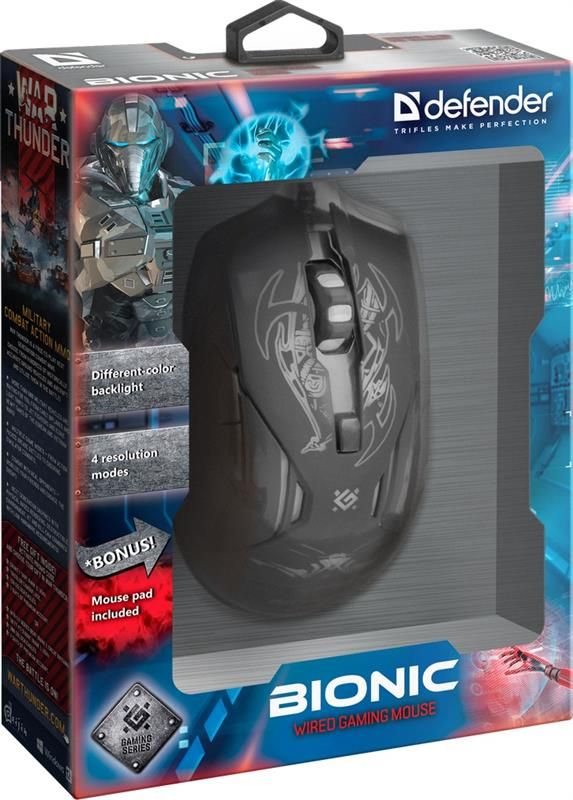 Мишка Defender Bionic GM-250L (52250) Black USB