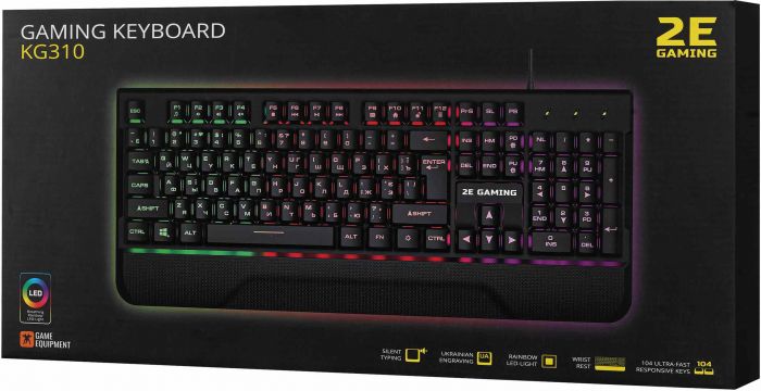 Клавіатура ігрова 2E Gaming KG310 LED Ukr Black (2E-KG310UB)