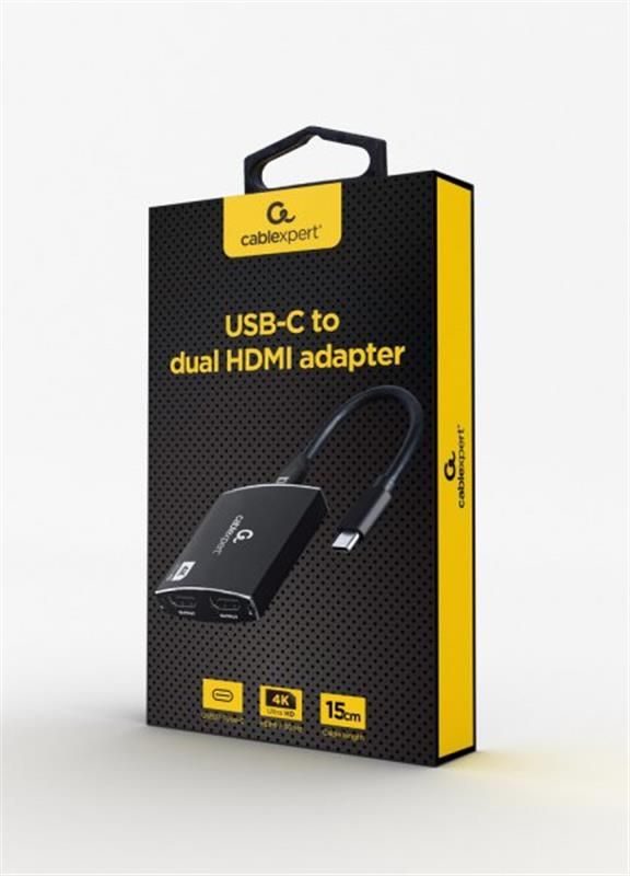 Адаптер Cablexpert (A-CM-HDMIF2-01) USB-C - 2HDMI/PD/Аудіо 3,5
