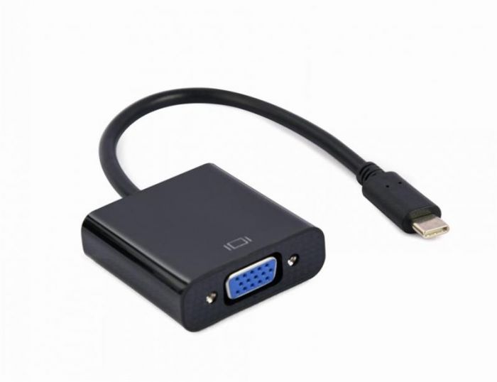 Адаптер Cablexpert USB Type-C - VGA (M/F), 0.15 м, чорний (A-CM-VGAF-01)