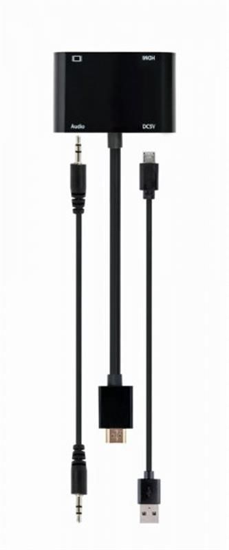 Адаптер Cablexpert (A-HDMIM-HDMIFVGAF-01) HDMI-HDMI/VGA+Аудіо 3,5, 0.15м