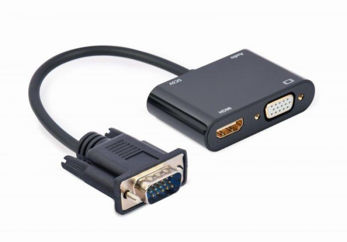 Адаптер Cablexpert (A-VGA-HDMI-02) VGA-HDMI/VGA+Аудіо 3,5, 0.15м