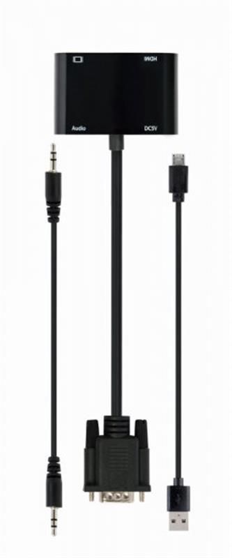 Адаптер Cablexpert (A-VGA-HDMI-02) VGA-HDMI/VGA+Аудіо 3,5, 0.15м