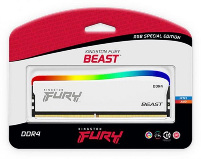 Модуль пам`ятi DDR4 16GB/3200 Kingston Fury Beast White RGB SE (KF432C16BWA/16)