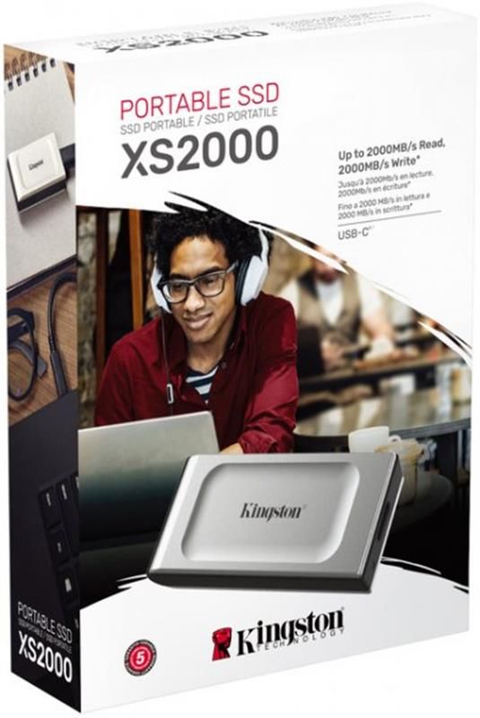 Накопичувач зовнішній SSD Portable USB 1.0ТB Kingston XS2000 Silver (SXS2000/1000G)