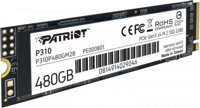 Накопичувач SSD  480GB Patriot P310 M.2 2280 PCIe NVMe 4.0 x4 TLC (P310P480GM28)