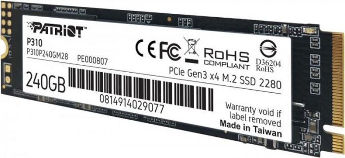 Накопичувач SSD  240GB Patriot P310 M.2 2280 PCIe NVMe 3.0 x4 TLC (P310P240GM28)