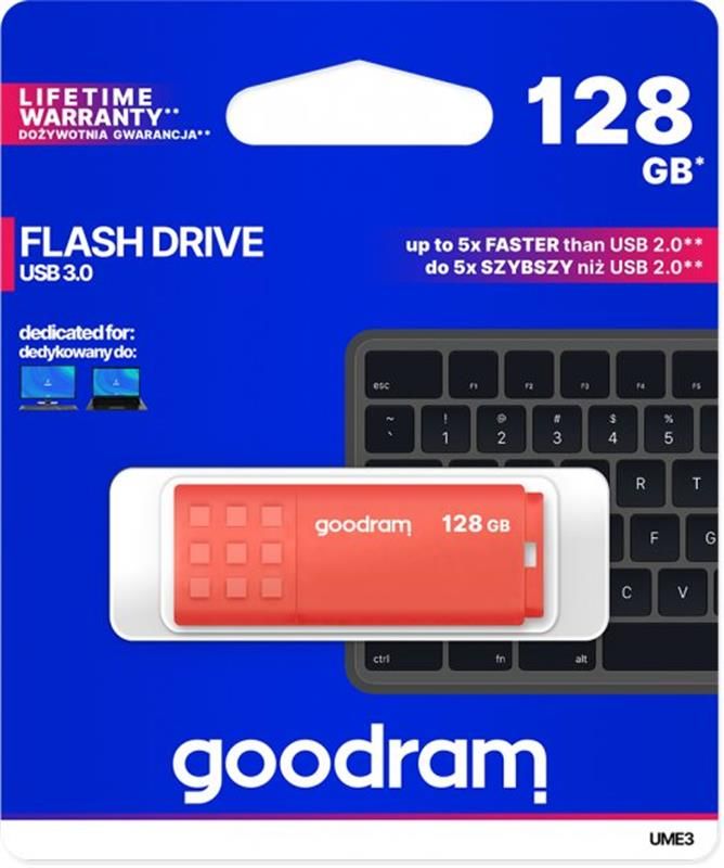 Флеш-накопичувач USB3.0 128GB GOODRAM UME3 Orange (UME3-1280O0R11)