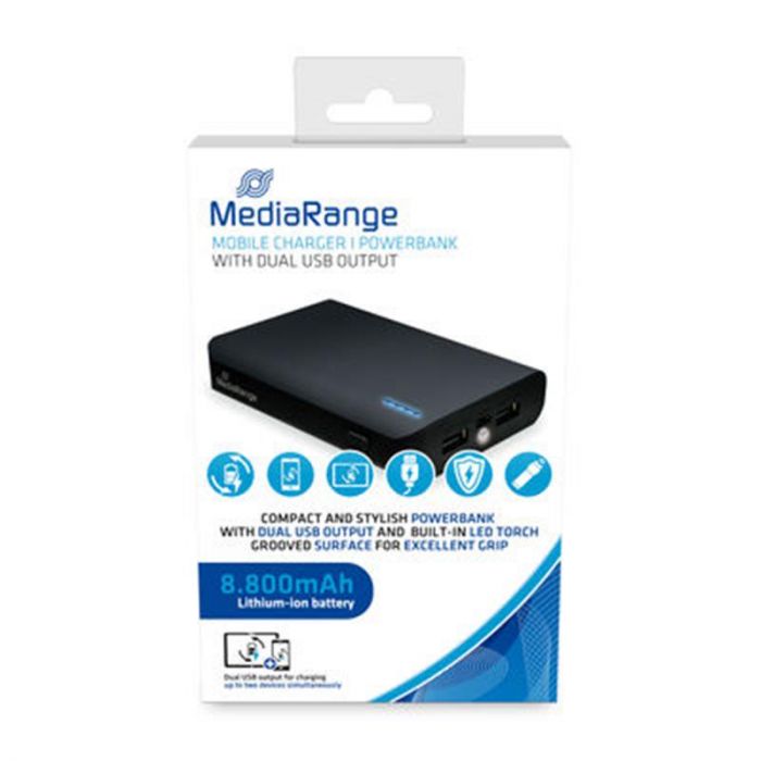 Універсальна мобільна батарея MediaRange 8800mAh with LED torch Black (MR752)