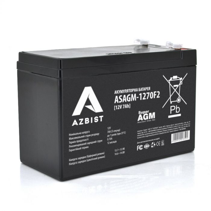 Акумуляторна батарея Azbist 12V 7AH (ASAGM-1270F2/01350) AGM