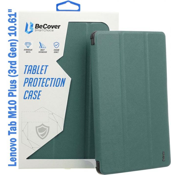 Чохол-книжка BeCover Soft Edge для Lenovo Tab M10 Plus TB-125F (3rd Gen)/K10 Pro TB-226 10.61" Dark Green (708368)