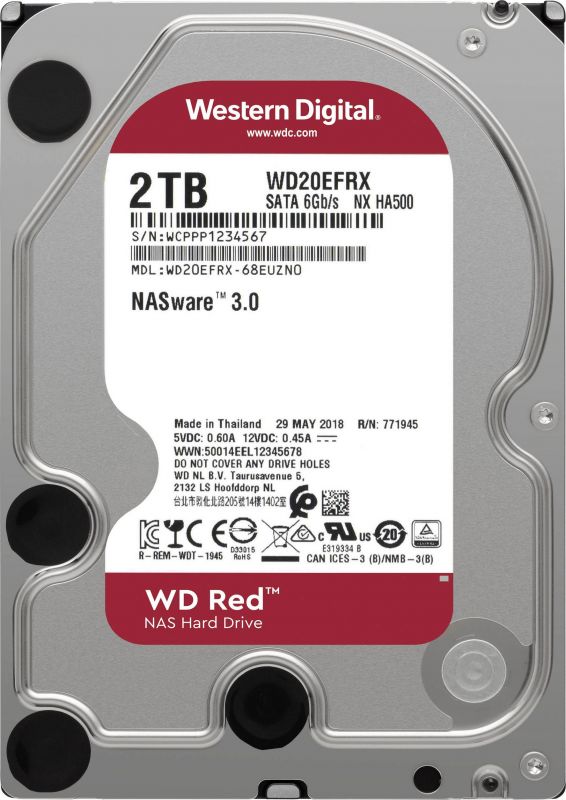 Накопичувач HDD SATA 2.0TB WD Red NAS 5400rpm 256MB (WD20EFAX)