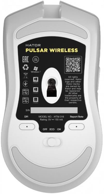 Мишка Hator Pulsar Wireless White (HTM-316) USB