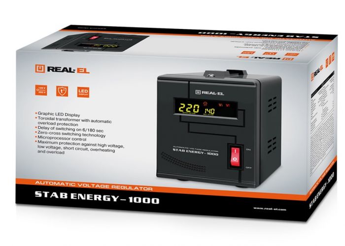 Стабілізатор REAL-EL Stab Energy-1000 Black