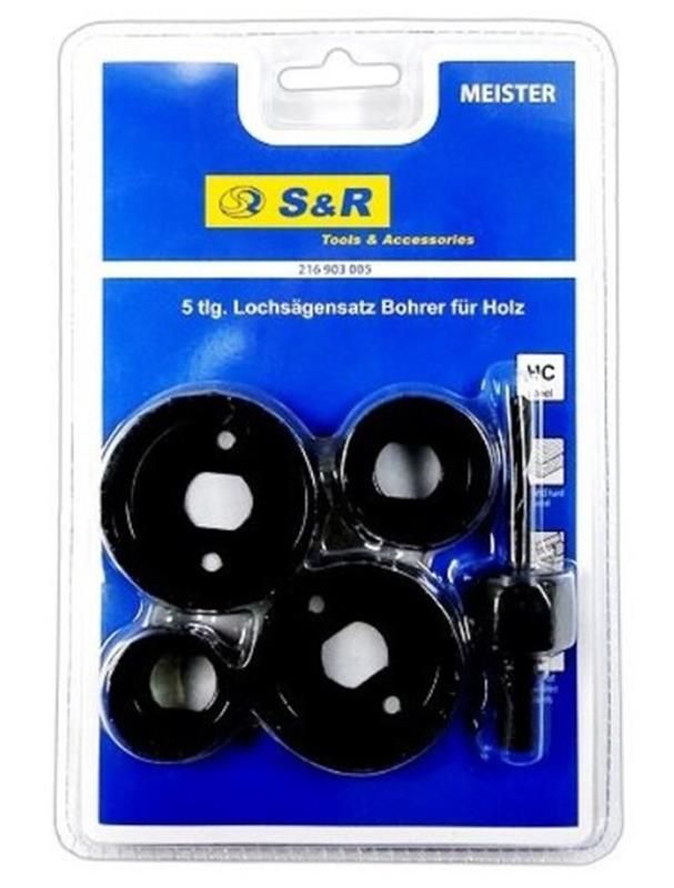 Набір кільцевих пил по дереву S&R Meister 32-54 мм 5шт (216903005)