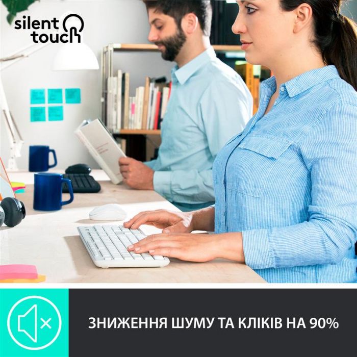 Комплект (клавiатура, миша) бездротовий Logitech MK295 Combo White USB (920-009824)