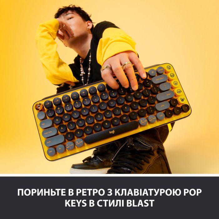 Клавiатура Logitech Pop Wireless Blast Yellow (920-010716)