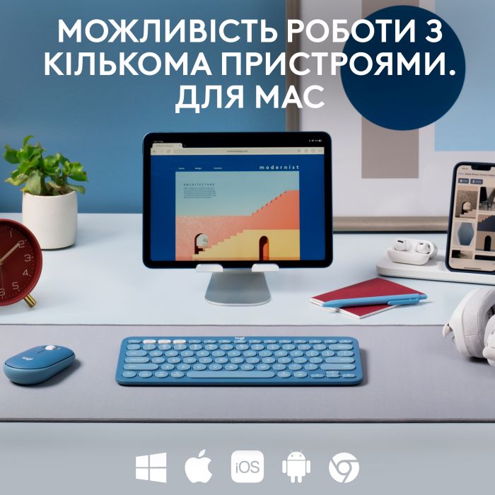 Клавіатура бездротова Logitech Wireless K380 for MAC UA Blueberry (920-011180)