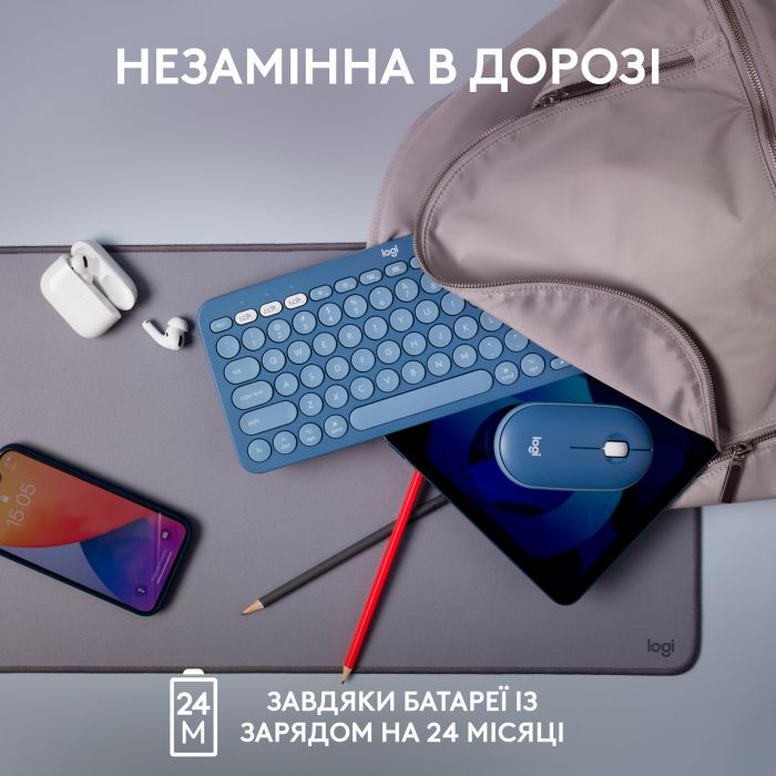 Клавіатура бездротова Logitech Wireless K380 for MAC UA Blueberry (920-011180)