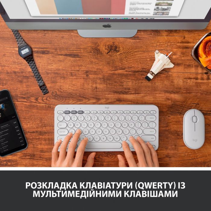 Клавіатура бездротова Logitech Wireless K380 UA Offwhite (920-010407)