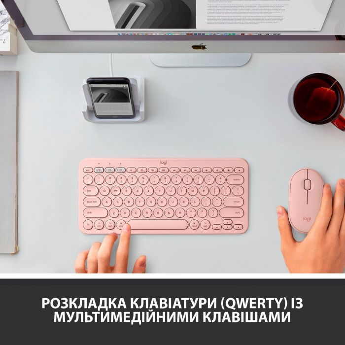 Клавіатура бездротова Logitech Wireless K380 for MAC UA Rose (920-010406)