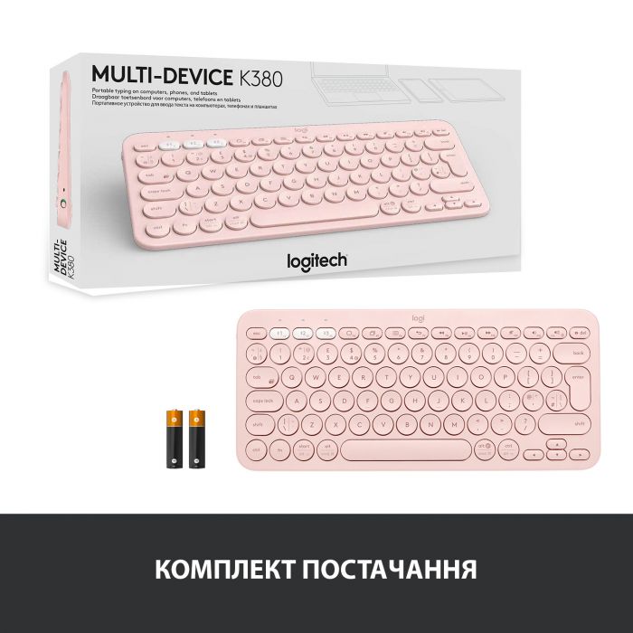 Клавіатура бездротова Logitech K380 Multi-Device Bluetooth Rose (920-009867)