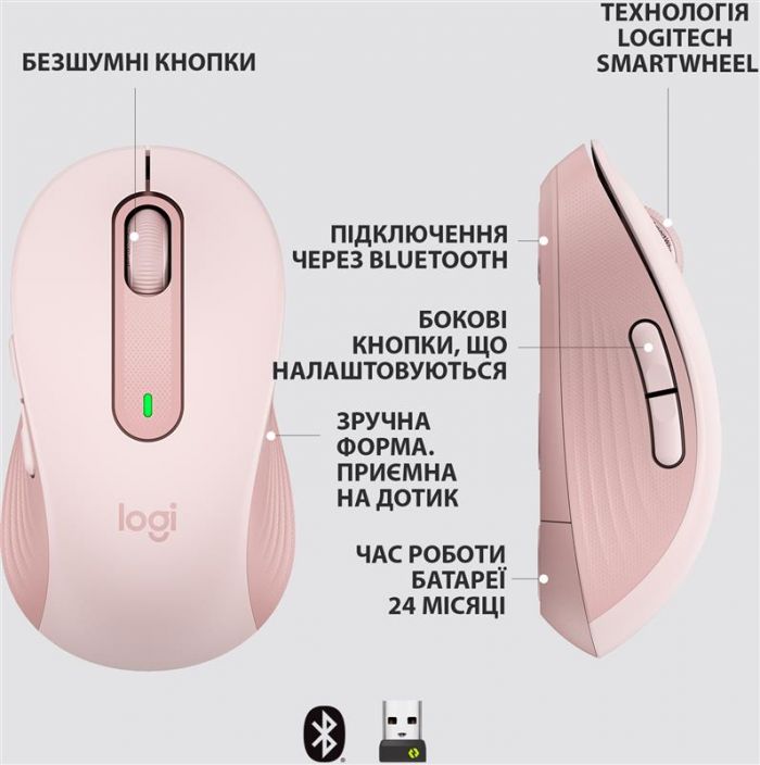 Мишка бездротова Logitech Signature M650 Rose (910-006254)