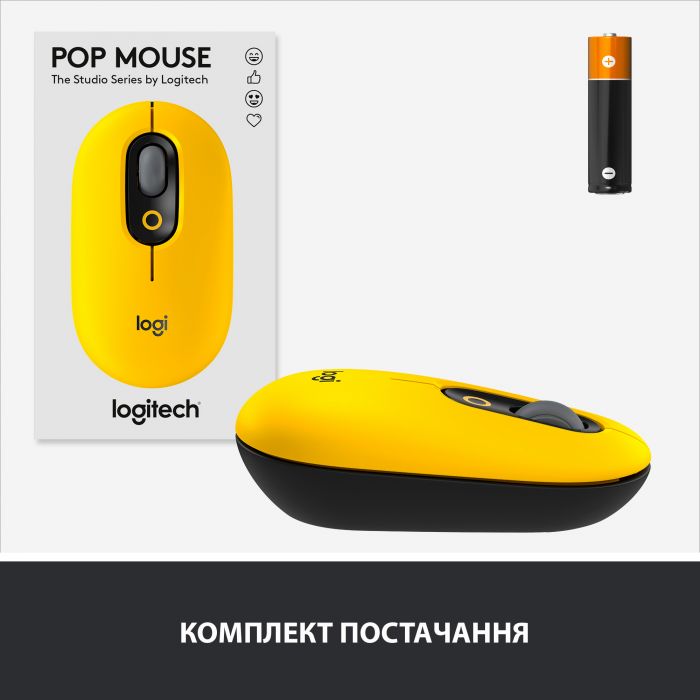 Мишка бездротова Logitech POP Mouse Bluetooth Blast Yellow (910-006546)