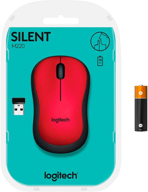 Мишка бездротова Logitech M220 Silent (910-004880) Red USB