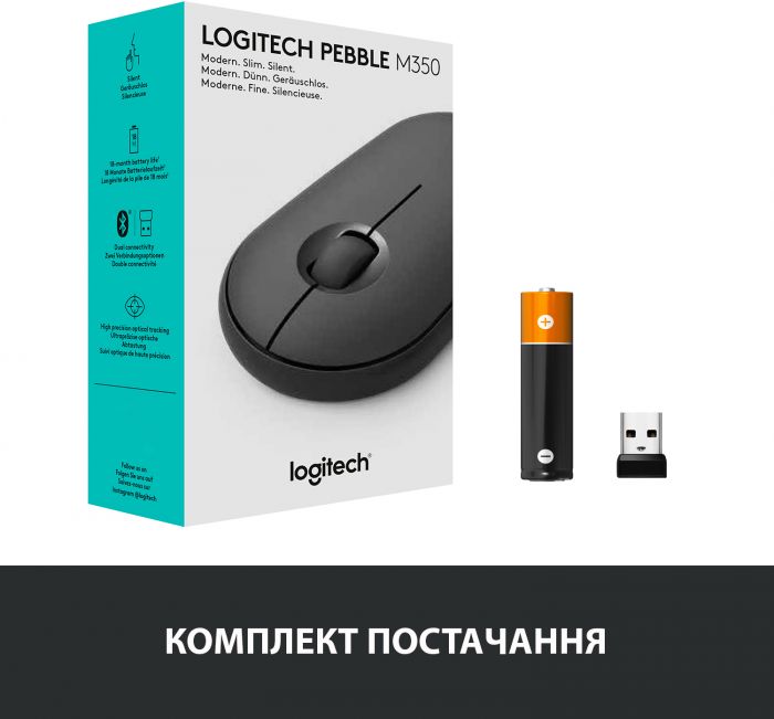 Мишка бездротова Logitech Pebble M350 (910-005718) Black USB