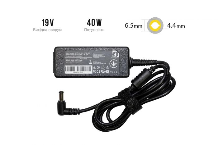 Блок живлення 1StCharger для ноутбука LG 19V 40W 2.1A 6.5x4.4 + каб.живл. (AC1STLG40WA)