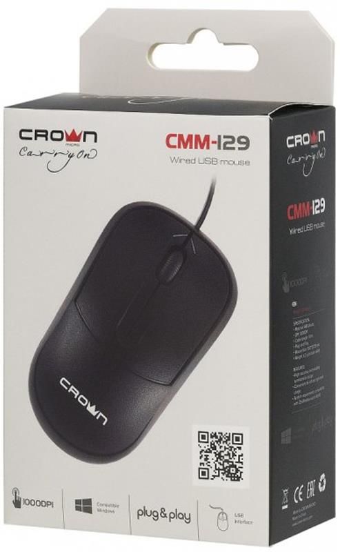 Мишка Crown CMM-129 Black USB