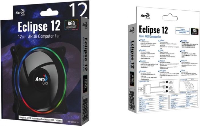 Вентилятор AeroCool Eclipse 12 ARGB, 120х120х25 мм, 6-Pin