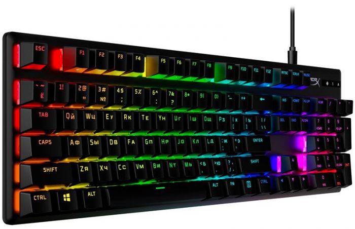 Клавіатура HyperX Alloy Origins Aqua RGB PBT ENG/RU Black (639N5AA) USB